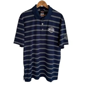 Harley davidson navy striped polo